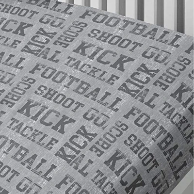 Image of Bedlam Football Childrens Fitted Sheet Single Bed Size Grey &amp; Yellow Bedding