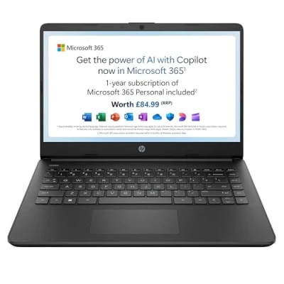 Image of HP Stream 14&quot; Laptop, Intel N4120 Processor, 4 GB RAM, 64 eMMC, UHD Graphics, HD Display, Dual Speakers, Microsoft 365 Personal 12 month included, Win 11, Jet Black, 14s dq0000sa
