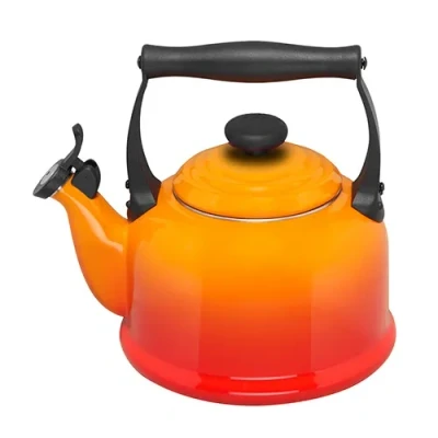 Image of Le Creuset Whistling Kettle Tradition Orange Red 2.1 Liter