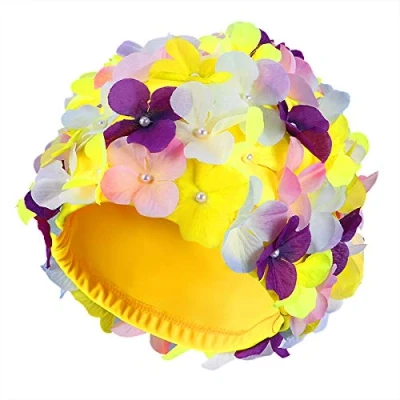 Image of WINOMO Swimming Hat Women Ladies Cap Bathing Hats Swim Floral Petal Stylish Caps for (Colorful)