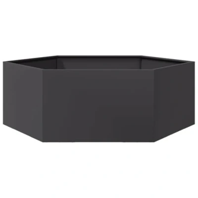 Image of vidaXL Garden Planter, Steel Flower Pot, Raised Bed, Open Bottom, 138x120x45 cm, Black, Outdoor Patio, Durable Plant Box