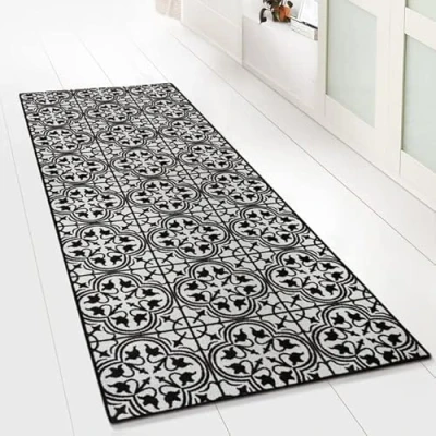 Image of Design Carpet Runner Rug Floor Mat, Non Slip Mat for Kitchen Hallway Living Room Bedroom Vintage Ornament Classic Modern (80 x 600 cm, Wexford)