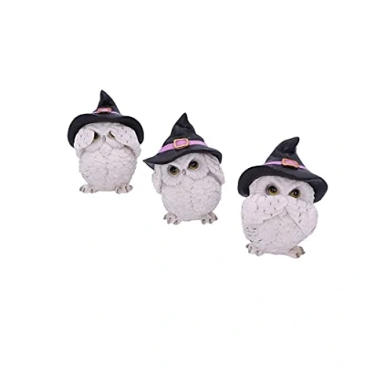 Image of Nemesis Now Three Wise Feathered Familiars Owl Figurine 9cm, White U5736U1
