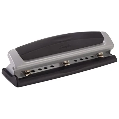 Image of Swingline Desktop Hole Punch, Precision Pro, 2 3 Holes, 10 Sheet Capacity, Adjustable Centers, Black and Silver (A7074038A)
