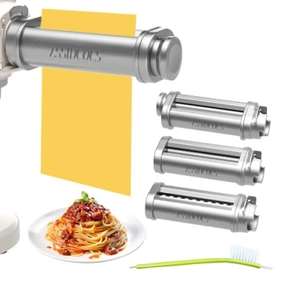 Image of Pasta Attachment for Bosch MUM5 MUM4 Accessories, Made of SUS304 Stainless Steel, Roller Steel Spaghetti Fettuccine Compatible with Food Processors and