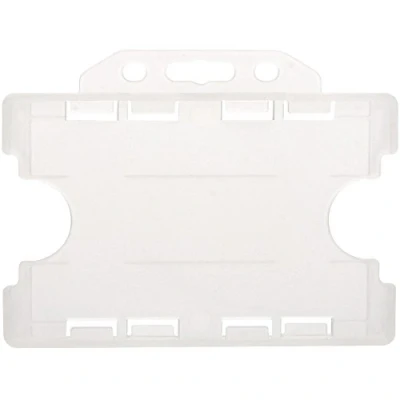 Image of CKB Ltd® 20x Twin Clear Double Sided Rigid Slide in Open Faced ID Card Badge Holders Horizontal/Landscape Dual Identity Plastic Pass Protector Holds Two Cards a 86mm 54mm cr80 Credit Sized