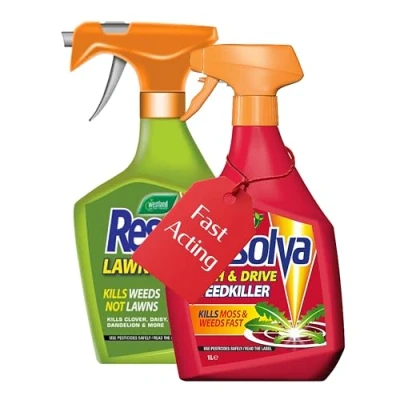 Image of Garden Resolva Weed Killers Bundle Path and Drive 1L Weedkiller Sprayer &amp; Lawn Killer Extra Strong Ready to Use for Dandelions, Remover with Topline Card.
