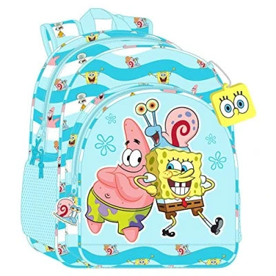 Image of SAFTA 612291180 Backpack of 33 cm Adapt.Spongebob Trolley Stay Positive x 42 14 cm, Multicoloured, (612291180), 33x14x42 Casual