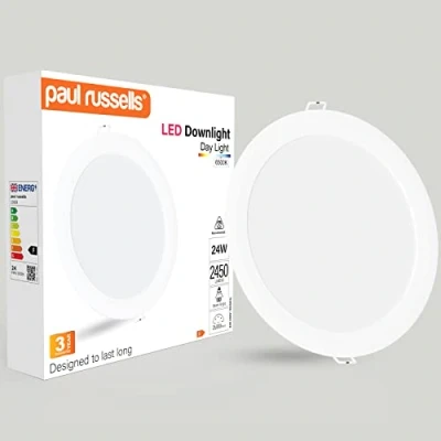 Image of paul russells LED Ceiling Downlights, 24W Slim Recessed Bathroom Kitchen Ceilings, 2450 Lumens, 6500K Bright Daylight, Cutout 195 205mm, Round Non Dimmable Panel Spotlights, 1 Pack