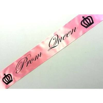 Image of Prom Queen Sash Pink with Black Print