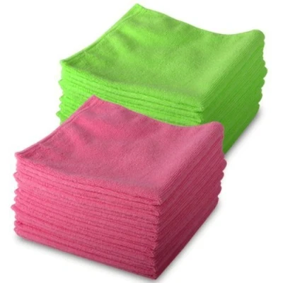 Image of 10 Pink &amp; Green Microfibre Genuine Exel Brand Magic Cleaning Cloths. Chemical Free Cleaning. Anti Bacterial Microfiber Cloths for Amazing Smear Wiping.