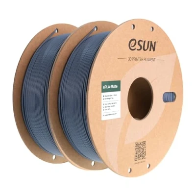 Image of eSUN Upgraded Matte PLA Filament 1.75mm, 3D Printer Filament, Shine Free Color, Frosted Texture, 1KG per Spool, 2 Spools for Printers, Deep Grey