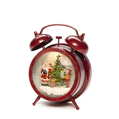 Image of Konstsmide Christmas LED Snow Globe Lantern Alarm Clock with Santa And Child Scene, Water Filled/Indoor (IP20)/Optional Eight Song Music/Battery Operated: 3XAA (Excl.)/Christmas 1