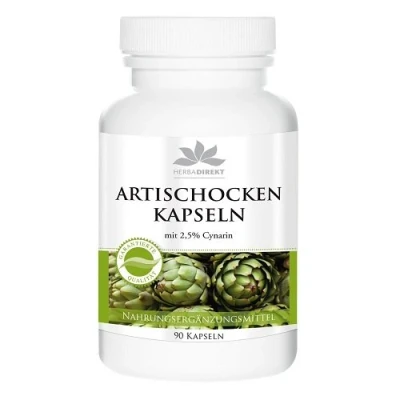 Image of Artichoke Extract, 2.5% Cynarin, 90 Capsules vegan HERBADIREKT by Warnke Vitalstoffe German pharmacy quality