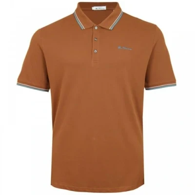 Image of Ben Sherman Mens Plus Size Signature Tipped Polo Shirt 4XL Ginger