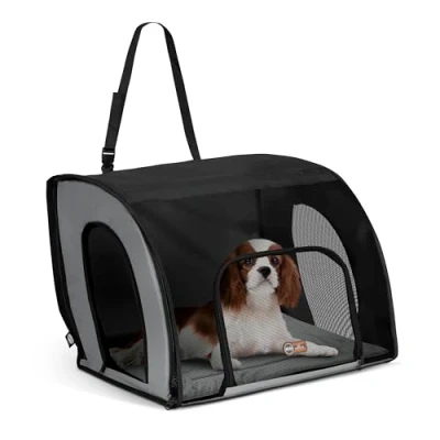 Image of K&amp;H PET PRODUCTS Travel Safety Carrier For Pets, Dog Crate Car Gray/Black Medium 24 X 19 17 Inches