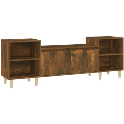 Image of vidaXL Media Stand TV Cabinet in Smoked Oak, Engineered Wood for Living Room and Bedroom