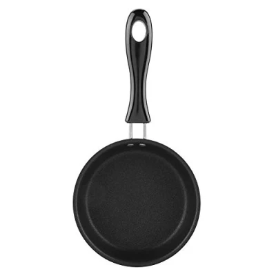 Image of Portable Mini Frying Pan Poached Egg Omelette Pot Pure Iron Coating Household Small Kitchen Cooker Black 12CM