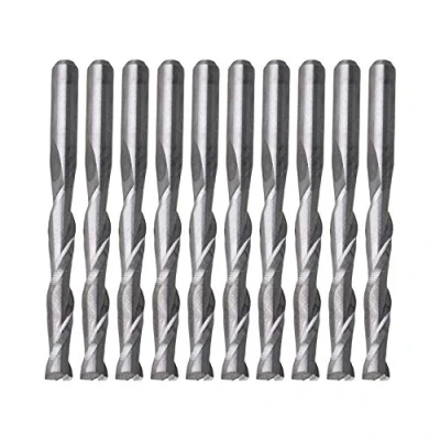 Image of BQLZR 10PCS Double Flute Spiral CNC Router Bits Coat Flat End Mill Wood Acrylic Drill Multipurpose Auger Total Length 0.87 Inch Diameter 0.13