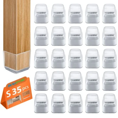 Image of 35pcs Square Chair Leg Floor Protectors, Protectors for Hardwood Floors, Silicon Protection Covers, Rectangle Chairs, No Scratches and Noise(Small)