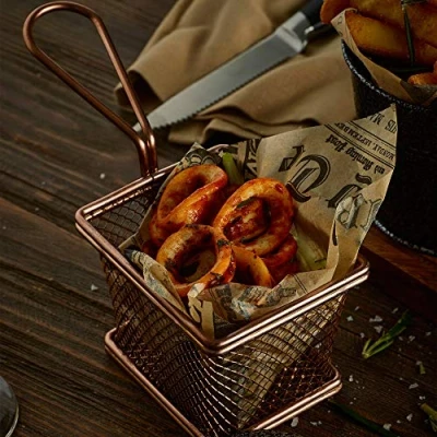 Image of Genware Mini Presentation Fry Basket Copper 10 x 8 7.5cm Food Serving