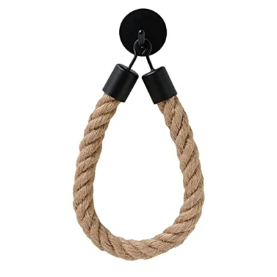 Image of Ntcpefy 1PC Black Holder Vintage Towel Rope Toilet Paper Home Hotel Bathroom Decoration Supplies