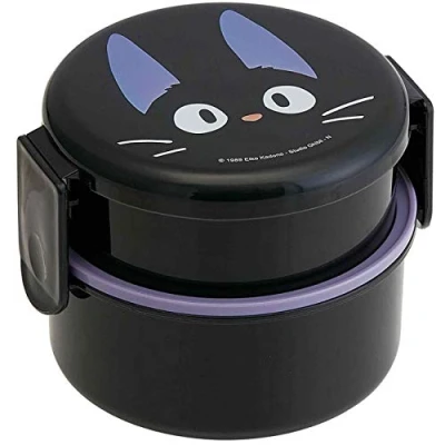 Image of Skater Round Bento Lunch Box Plastic Studio Ghibli Kiki&#039;s Delivery Service Jiji Black Cat Face 500ml ONWR1 from Japan