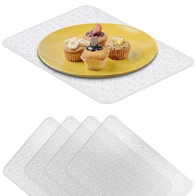 Image of VILSTO Transparent Clear Matte Placemats, Mats for Table, Dining, Kitchen, Set of 4, Protective, Waterproof, Washable, Durable, Room Décor