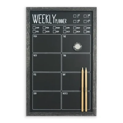 Image of Cathedral Products Charcoal Frame Magnetic Weekly Planner Chalk Board Premium Organiser Includes Pencils &amp; Magnet