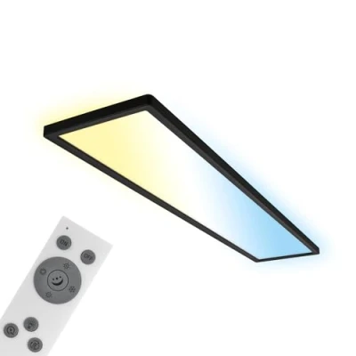 Image of BRILONER LED Panel 98cm with indirect Light, Flat, dimmable, CCT, Ceiling lamp, Panel, Living Room Kitchen 98x20x3 cm, Black