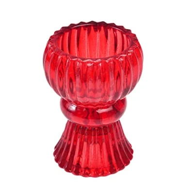 Image of Double Ended Red Glass Candle Holder