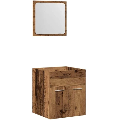 Image of vidaXL 2 Piece Bathroom Furniture Set Old Wood Engineered