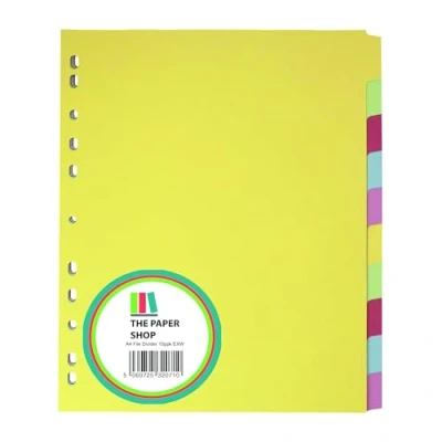 Image of A4 File Dividers, Folder dividers Extra Wide for Lever Arch Files, 10 Part Durable Ring Binders