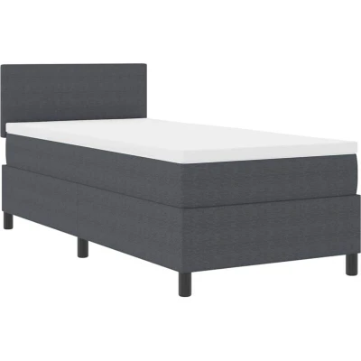 Image of vidaXL Box Spring Bed with Mattress &amp; LED Dark Grey 80x200 cm Corduroy Fabric