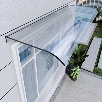 Image of Metal Window Awning Door Canopy Awning,Waterproof Porch for Garden Backyard Patio,Uv Rain Snow Protection Polycarbonate Sheet,Curved Shelter with Accessories (50x220cm/20&quot;x87&quot;)