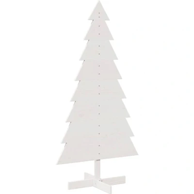 Image of vidaXL Wooden Christmas Tree for Decoration White 150 cm Solid Wood Pine