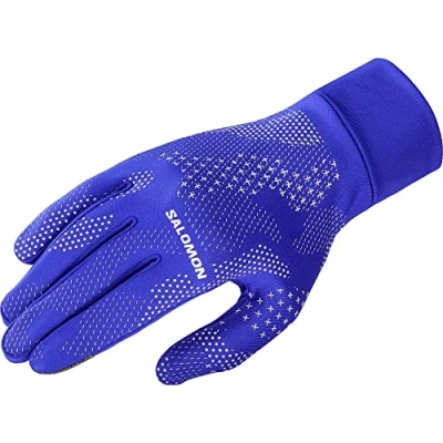 Image of Salomon Cross Warm Unisex Gloves, Breathable Warmth, Perfect for Running, Touch Screen Gloves with Elastic Closure, Blue, Extra Large