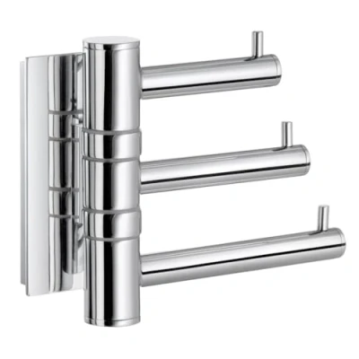 Image of Smedbo &quot;Pool&quot; Swing Arm Triple Hook, Polished Chrome,12.5 x 6.8 8 cm, Silver