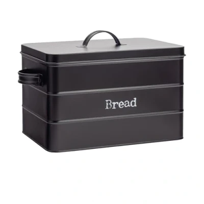 Image of Black Vintage Metal Bread Bin By Harbour Housewares