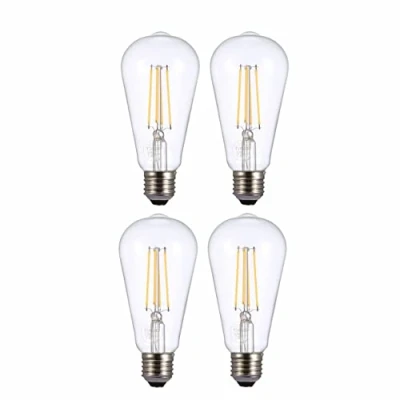 Image of TEKLED® ST64 Filament Vintage DIMMABLE LED Bulbs E27 Edison Screw Energy Saving 6.5W Light Bulb 60W Equivalent Clear 2700K 806LM 4 Pack Warm White