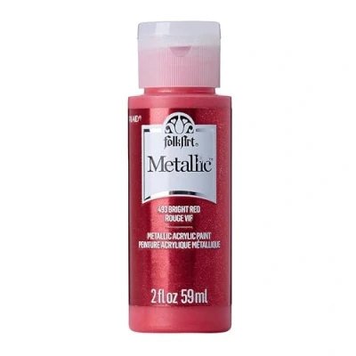 Image of FolkArt Metallic Acrylic Paint in Assorted Colors (2 oz), 6102, 2 Ounce Bright Red