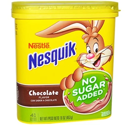 Image of Nesquik Chocolate Powder No Sugar Added 453 gram, Low Calories, Fat