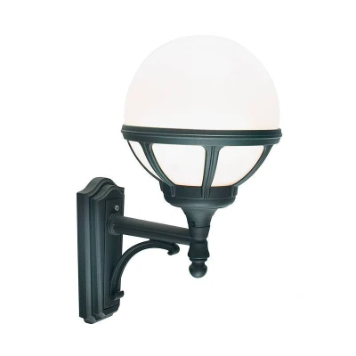 Image of Bologna Outdoor 1 Light Up Globe Wall Light, Black, IP54, E27