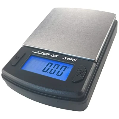 Image of Digital scale, fine scale weighing in 0.01g increments up to 100g, pocket letter gold table with stainless steel surface.