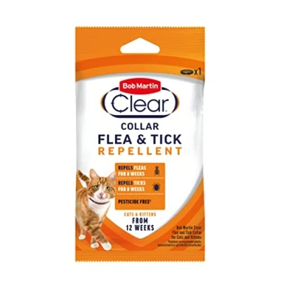 Image of Bob Martin Clear Flea Repellent Collar for Cats and Kittens Effective Tick Repellent, Pesticide Free, Adjustable (1 Collar)