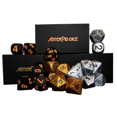 Image of Camden Games Asteroid Dice Set Oversized Squishy Foam Full Polyhedral for DnD and RPGs D4 D6 D8 D12 D20 D100 (Silver)