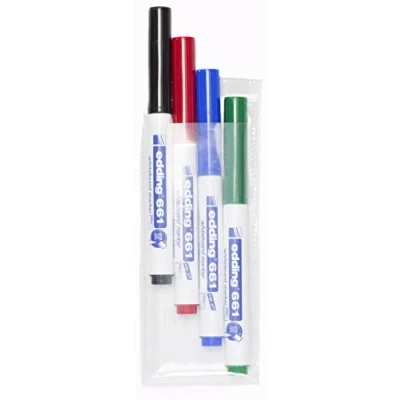 Image of Edding e 661/4 S Set of 4 Bullet Tip Whiteboard Markers 1.5 to 2 mm Black/Red/Blue/Green