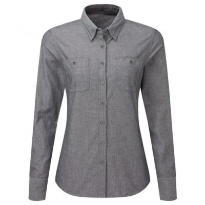 Image of Premier Womens/Ladies Organic Fairtrade Certified Chambray Formal Shirt (Grey Denim) Size 3XL