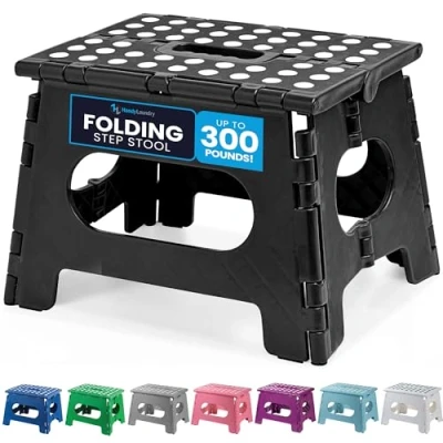Image of Folding Step Stool 11&quot; Wide The Lightweight is Sturdy Enough to Support Adults and Safe for Kids. Opens Easy with One Flip. Great Kitchen, Bathroom, Bedroom, Kids or Adults.