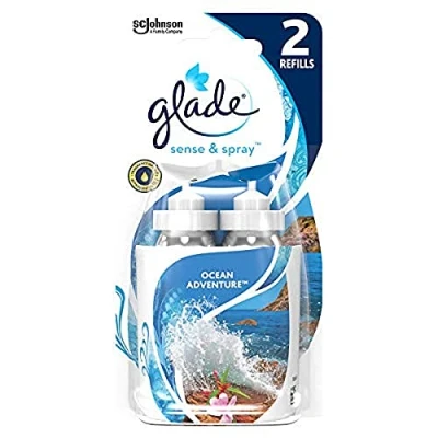 Image of Glade Sense &amp; Spray Air Freshener, Motion Activated Automatic Odour Eliminator for Home, 18 ml Refill, Ocean Adventure, 2 Refills